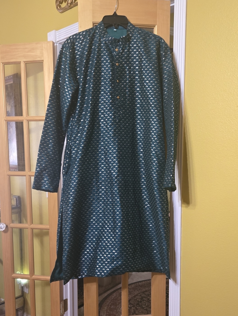 Emerald Green and gold Handmade Long Kurta Tunic